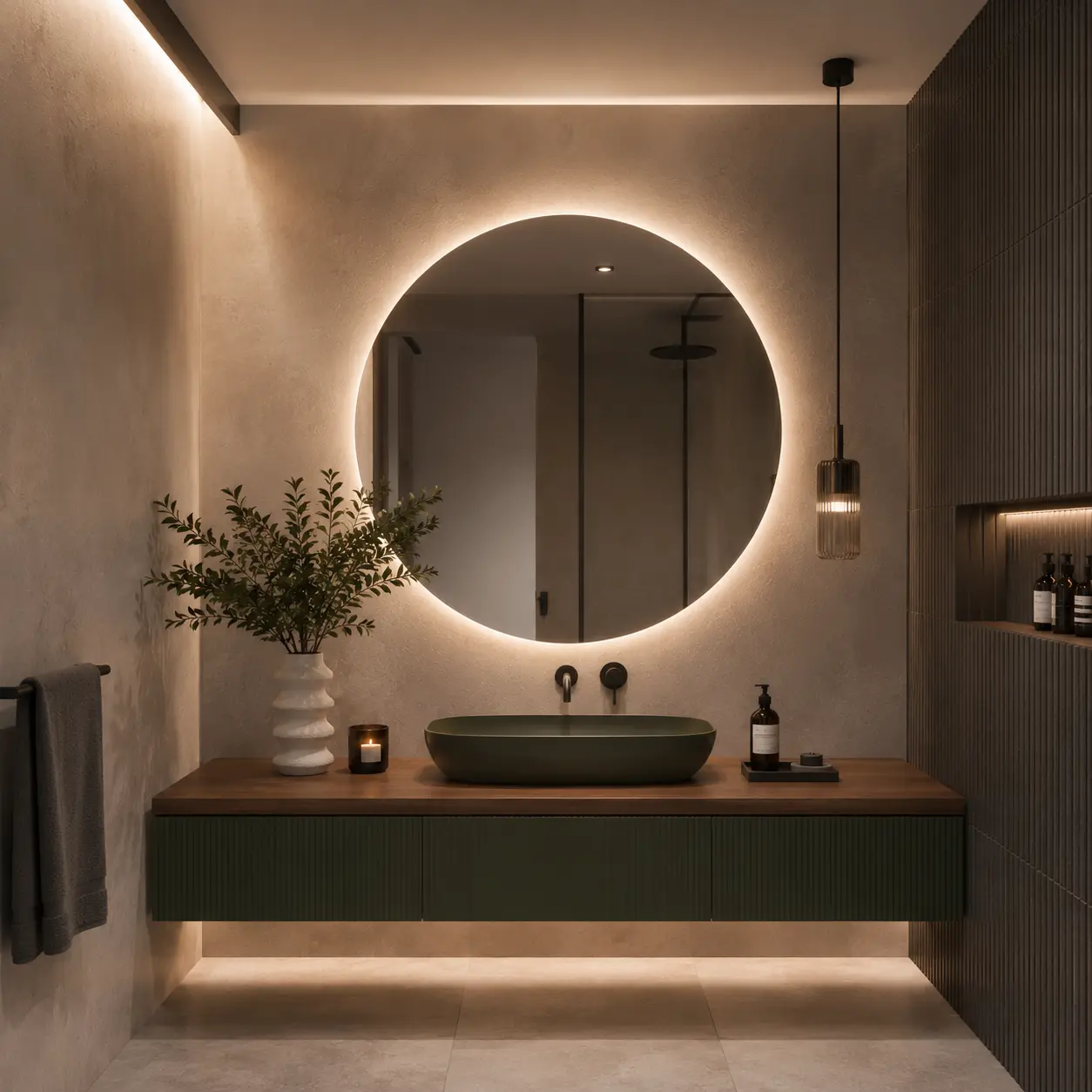 Round Mirror with Back LED Lighting