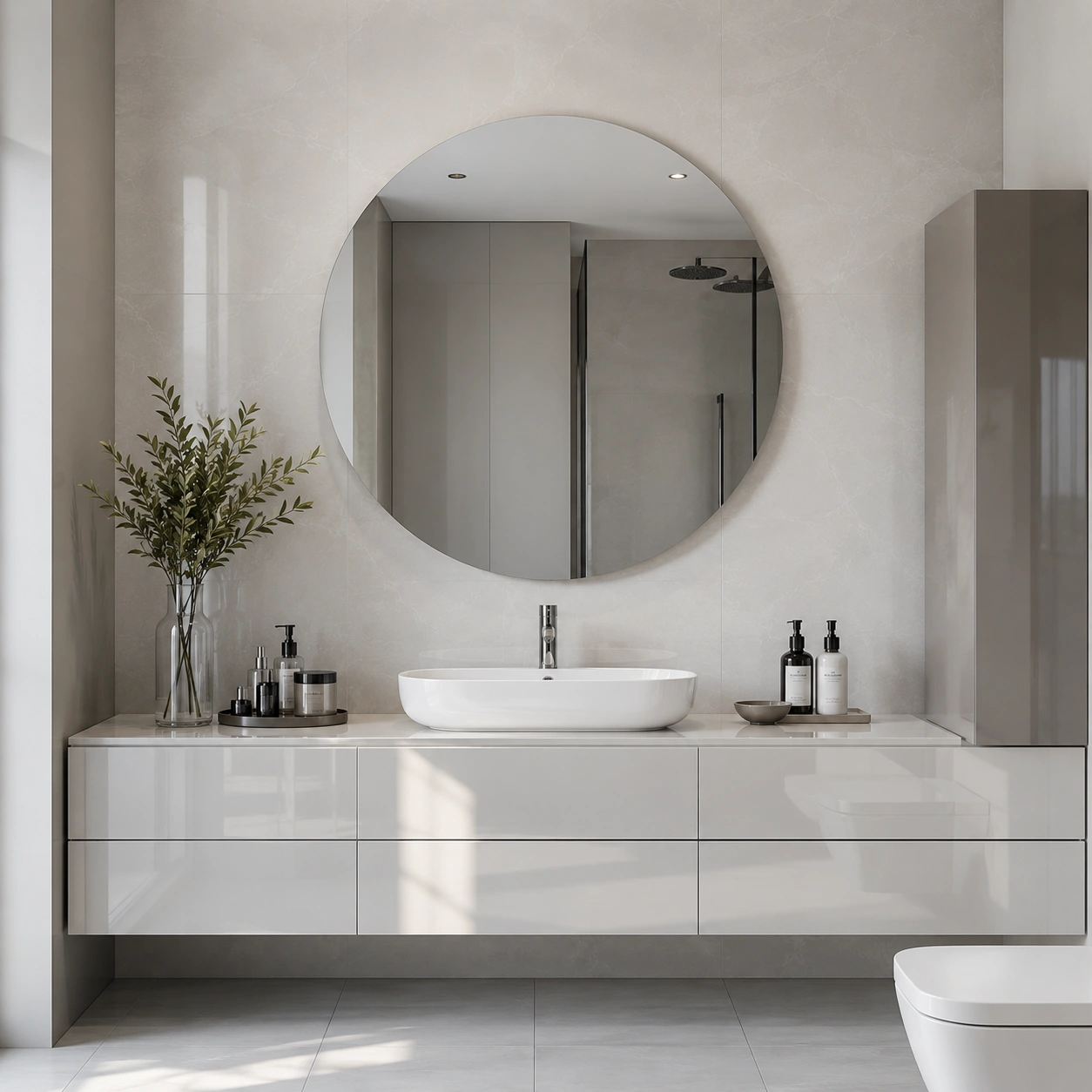 Round Mirror without LED Lighting