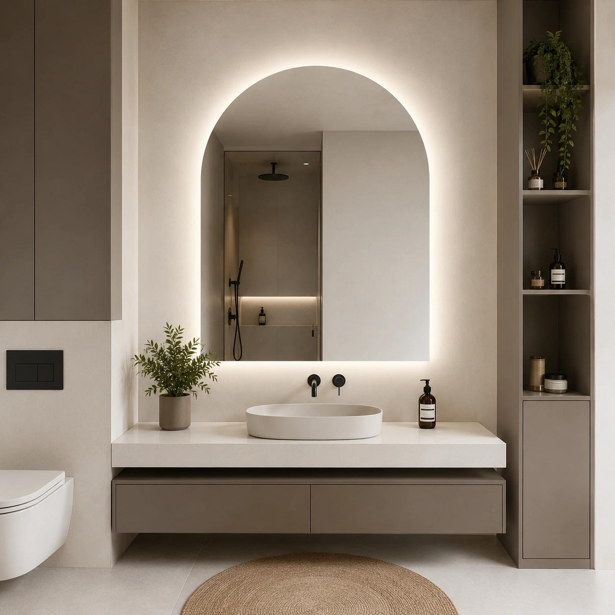 Arched Mirror with Back LED Lighting