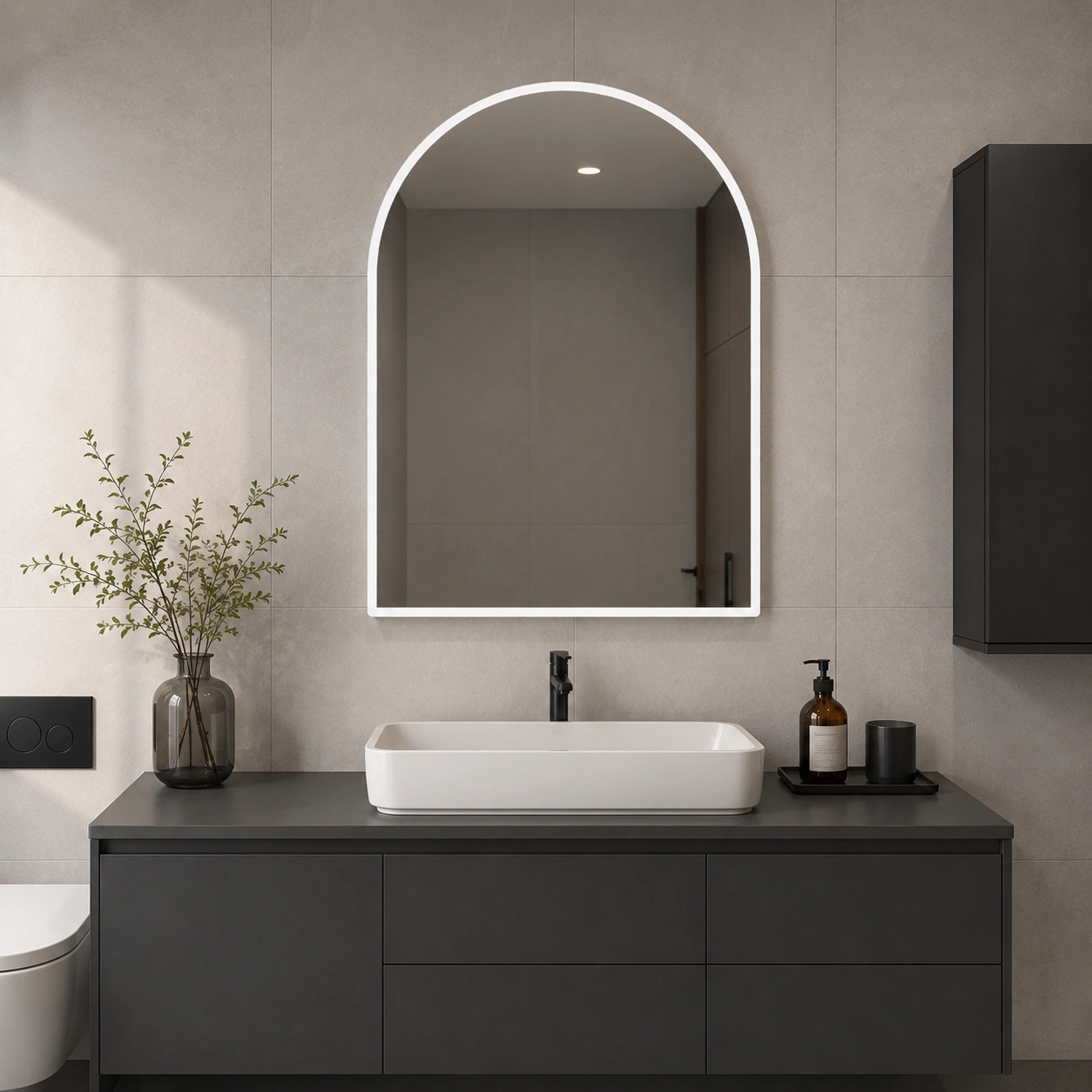 Arched Mirror with External LED Lighting