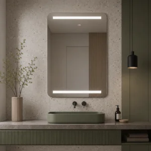 Закруглённое прямоугольное зеркало R50 с передней верхней и нижней LED подсветкой