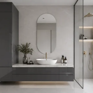 Rounded Rectangle Mirror with Semi-Circular Top and Bottom without LED Lighting