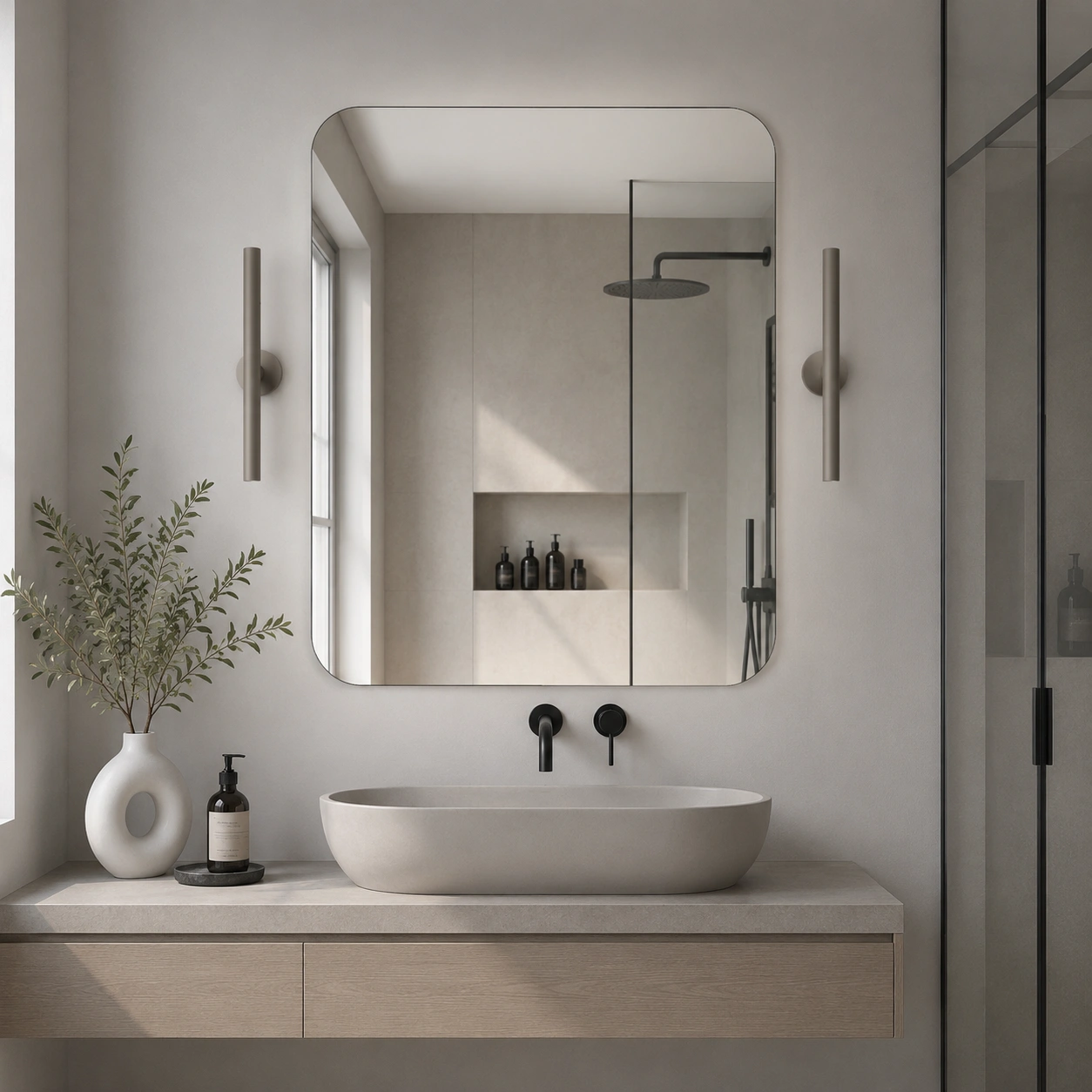 Rounded Rectangle Mirror R50 without LED Lighting
