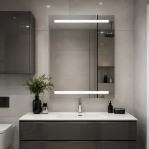 Rectangular Mirror with Front Top and Bottom LED Lighting