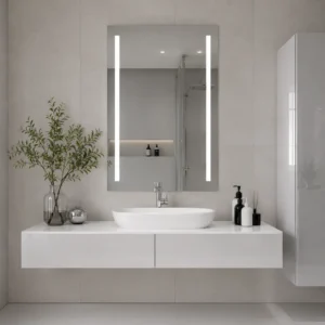 Rectangular Mirror with Front Left and Right LED Lighting