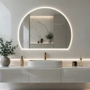 Three-Quarter Circle Mirror with External LED Lighting