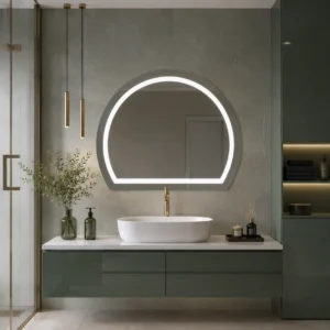 Three-Quarter Circle Mirror with Front LED Lighting